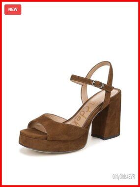 Platform Heeled Sandals Suede Ankle Strap Buckle Dressy
